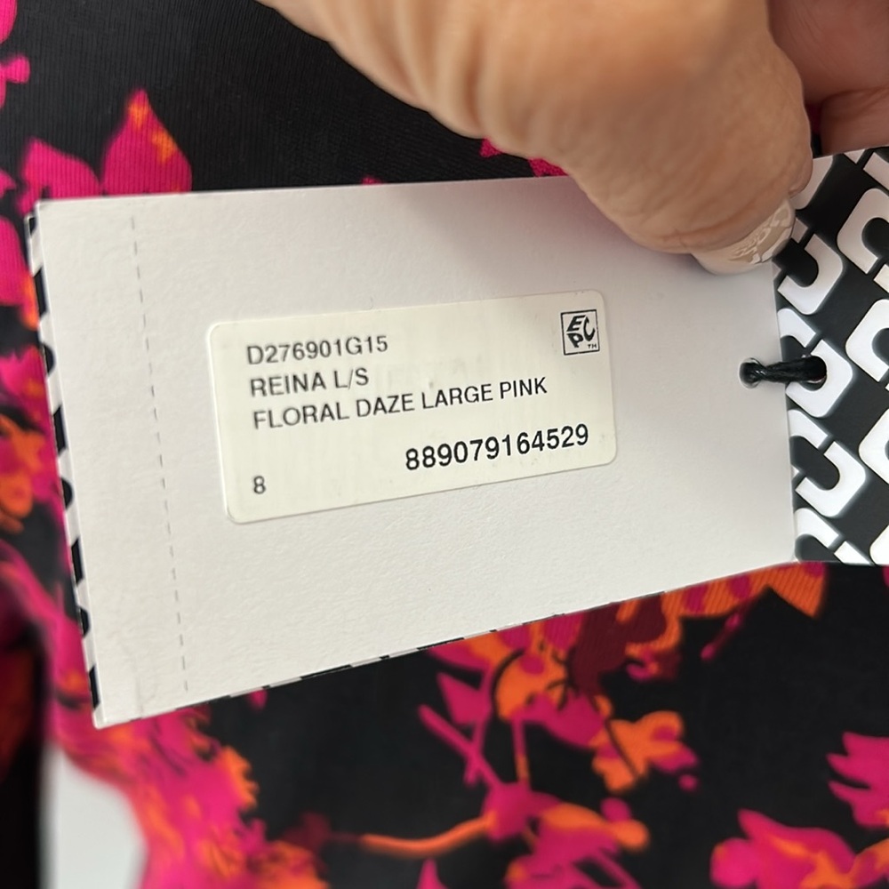 Diane von Furstenberg Silk Reina Long Sleeve Floral Daze Shift Dress - Picture 7 of 10